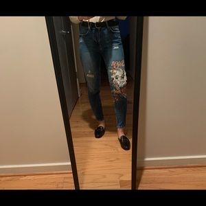 Zara embellished boyfriend jeans